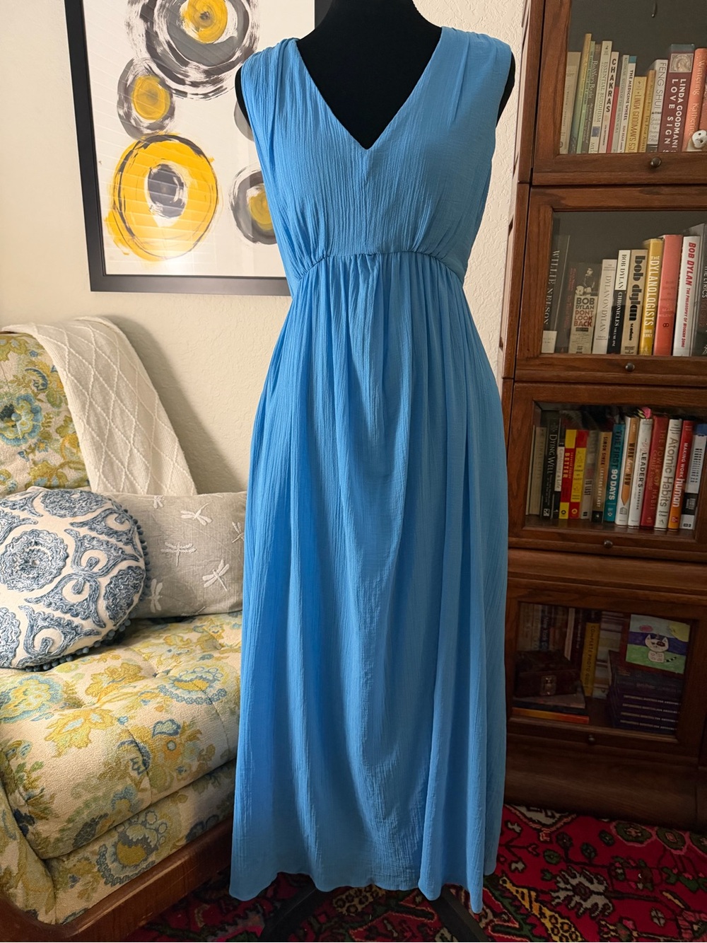 Weekend Max Mara Antony Blue Cotton Maxi Dress 0 NWT